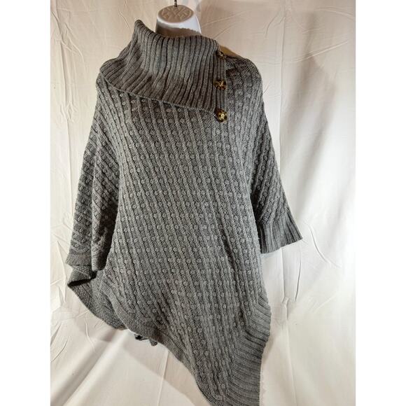 V. FRAAS Gray Scarf Poncho 100% Acrylic. One Size. Shrug. - Picture 1 of 6